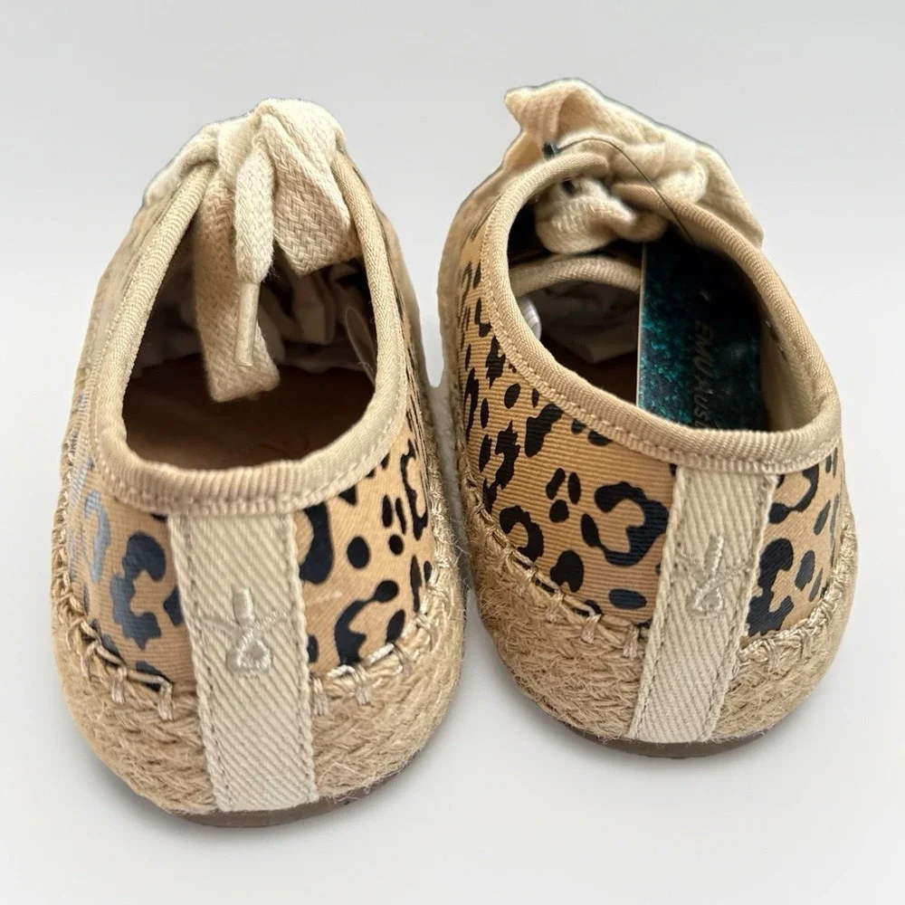EMU Australia Sneakers Women 7 Espadrille Canvas Leopard Lace Up Flat Shoes Tan